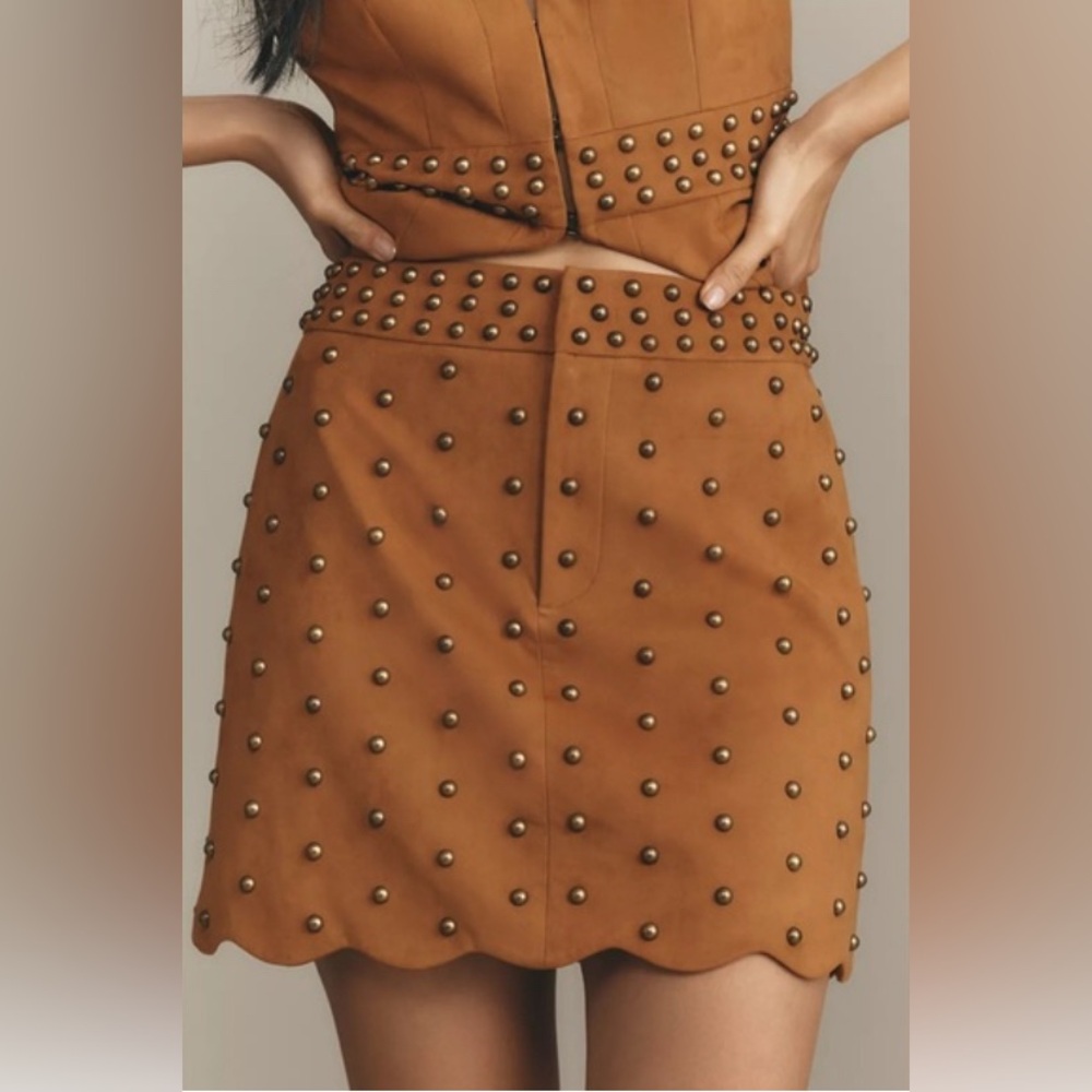 Mare Mare Faux Suede Rivet Trim Mini Skirt  NWT